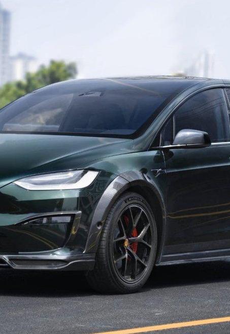 Tesla Model X Plaid Long Range Base 2022 With sensors & 2023-ON Without sensors with Aftermarket Parts - Widebody Wheel Arches Carbon Fiber / FRP from CMST Tuning