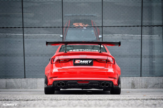 Audi RS3 S3 A3 8V/8V.5 2014 2015 2016 2017 2018 2019 2020 with Aftermarket Parts - V1 Style Rear Wing Carbon Fiber from CMST Tuning