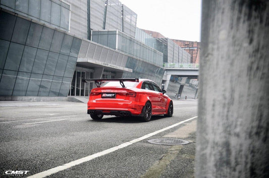 Audi RS3 S3 A3 8V/8V.5 2014 2015 2016 2017 2018 2019 2020 with Aftermarket Parts - V1 Style Rear Wing Carbon Fiber from CMST Tuning