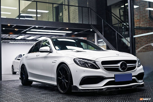 Mercedes Benz C63/C63S AMG W205 with Aftermarket Parts - Carbon Fiber FRP Hood Bonnet from CMST Tuning