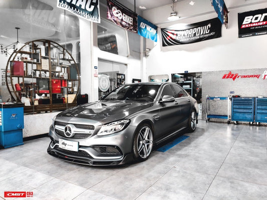 Mercedes Benz C63/C63S AMG W205 with Aftermarket Parts - Carbon Fiber FRP Hood Bonnet from CMST Tuning