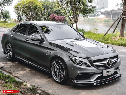 Mercedes Benz C63/C63S AMG W205 with Aftermarket Parts - Carbon Fiber FRP Hood Bonnet from CMST Tuning