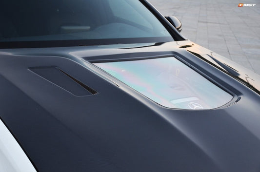 Mercedes Benz C-Class C43 C400 C300 W205 2015-2021 Sedan & C-Class C43 C300 W205 2016-2022 Coupe Convertible (suitable for both pre-facelift and facelift) with Aftermarket Parts - V1 Style Carbon Fiber / FRP Hood from CMST Tuning