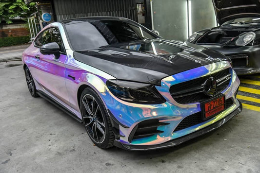 Mercedes Benz C-Class C43 C400 C300 W205 2015-2021 Sedan & C-Class C43 C300 W205 2016-2022 Coupe Convertible (suitable for both pre-facelift and facelift) with Aftermarket Parts - V1 Style Carbon Fiber / FRP Hood from CMST Tuning