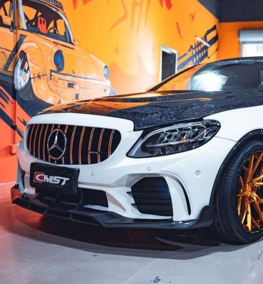 Mercedes Benz C-Class C43 C400 C300 W205 2015-2021 Sedan & C-Class C43 C300 W205 2016-2022 Coupe Convertible (suitable for both pre-facelift and facelift, only to be installed with CMST AMG GTR Style Bumper CMS2-210) with Aftermarket Parts - GTR Style Front Bumper & Front Lip Carbon Fiber/FRP/PP from CMST Tuning