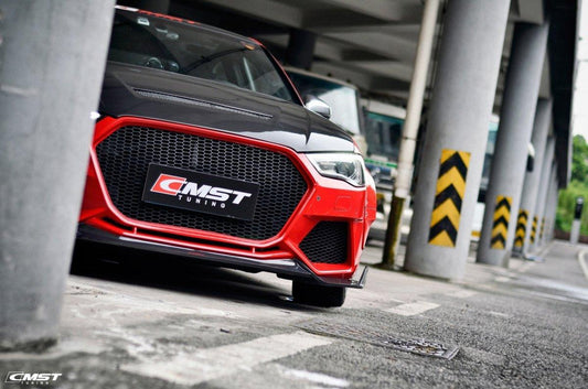 Audi S3 A3 8V 2014 2015 2016 with Aftermarket Parts - Front Bumper & Lip Carbon Fiber / FRP from CMST Tuning