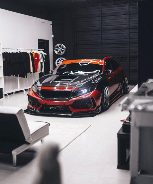 Honda Civic Type-R FK8 2017-2021 with Aftermarket Parts - Front Fenders Carbon Fiber/FRP from CMST Tuning