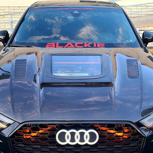 Audi RS3 S3 A3 8V / 8V.5 2014 2015 2016 2017 2018 2019 2020 with Aftermarket Parts - V3 Hood Bonnet Carbon Fiber / FRP from CMST Tuning