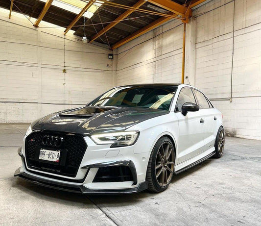 Audi RS3 S3 A3 8V / 8V.5 2014 2015 2016 2017 2018 2019 2020 with Aftermarket Parts - V3 Hood Bonnet Carbon Fiber / FRP from CMST Tuning