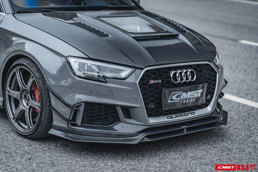 Audi RS3 S3 A3 8V / 8V.5 2014 2015 2016 2017 2018 2019 2020 with Aftermarket Parts - V3 Hood Bonnet Carbon Fiber / FRP from CMST Tuning