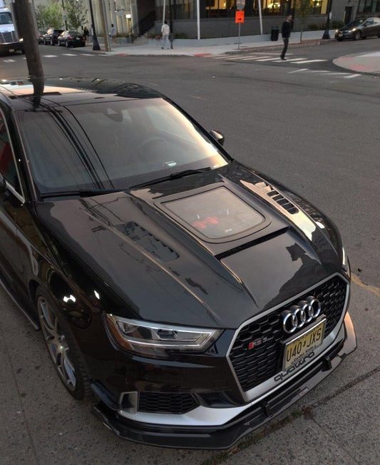 Audi RS3 S3 A3 8V / 8V.5 2014 2015 2016 2017 2018 2019 2020 with Aftermarket Parts - V3 Hood Bonnet Carbon Fiber / FRP from CMST Tuning