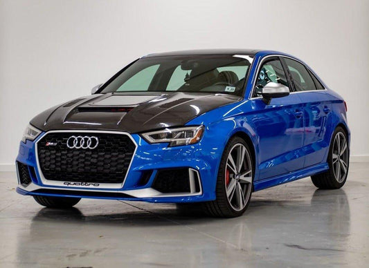 Audi RS3 S3 A3 8V / 8V.5 2014 2015 2016 2017 2018 2019 2020 with Aftermarket Parts - V3 Hood Bonnet Carbon Fiber / FRP from CMST Tuning