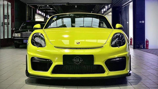 Porsche 981 Cayman & Boxster (all models, including Base / S / GTS / GT4 / Spyder) 2012 2013 2014 2015 2016 with Aftermarket Parts - GT4 Style Front Bumper & Lip Carbon Fiber / FRP from CMST Tuning