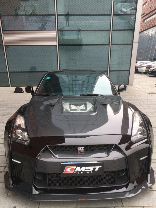 Upgrade Your Nissan GTR Nismo Black Edition Track Eidtion Premium Base 2008-2016 (for installation on 2017-2024 vehicles, 2008-2016 front bumper is recommended) with Aftermarket Parts - Tempered Clearview Glass Style Hood Bonnet Carbon Fiber / FRP from CMST Tuning