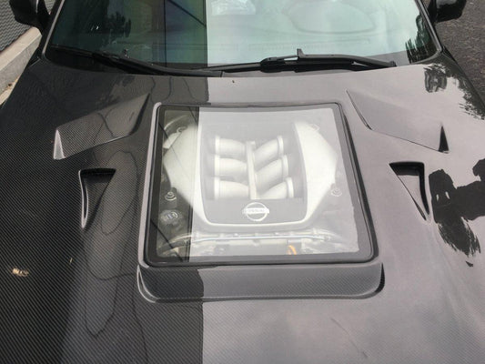 Upgrade Your Nissan GTR Nismo Black Edition Track Eidtion Premium Base 2008-2016 (for installation on 2017-2024 vehicles, 2008-2016 front bumper is recommended) with Aftermarket Parts - Tempered Clearview Glass Style Hood Bonnet Carbon Fiber / FRP from CMST Tuning