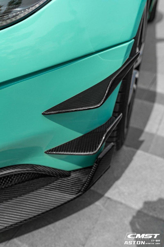 Aston Martin DB11 V8 V12 2017 2018 2019 2020 2021 2022 2023 with Aftermarket Parts - Front Canards Pre-preg Carbon Fiber from CMST Tuning