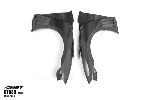 Nissan GTR Nismo T-Spec Black Edition Track Eidtion Premium Pure 2008-2023 with Aftermarket Parts - Vented Style Front Fenders Carbon Fiber / FRP from CMST Tuning