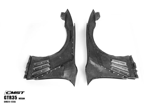 Nissan GTR Nismo T-Spec Black Edition Track Eidtion Premium Pure 2008-2023 with Aftermarket Parts - Vented Style Front Fenders Carbon Fiber / FRP from CMST Tuning