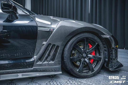 Nissan GTR Nismo T-Spec Black Edition Track Eidtion Premium Pure 2008-2023 with Aftermarket Parts - Vented Style Front Fenders Carbon Fiber / FRP from CMST Tuning