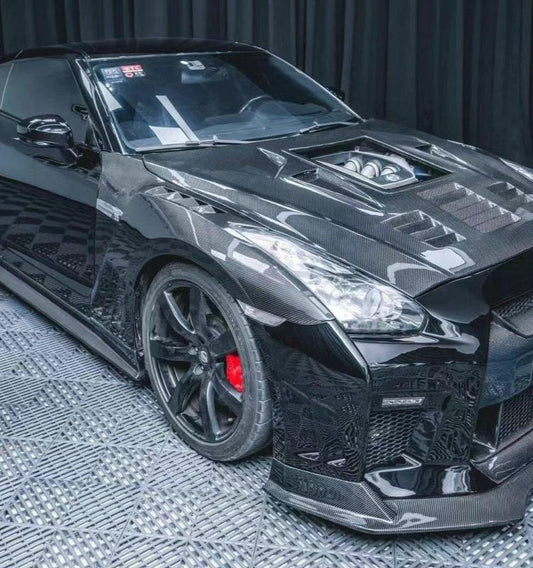 Nissan GTR Nismo T-Spec Black Edition Track Eidtion Premium Pure 2008-2023 with Aftermarket Parts - Vented Style Front Fenders Carbon Fiber / FRP from CMST Tuning