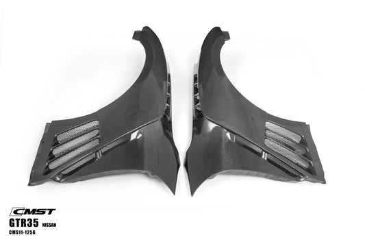 Nissan GTR Nismo T-Spec Black Edition Track Eidtion Premium Pure 2008-2023 with Aftermarket Parts - Vented Style Front Fenders Carbon Fiber / FRP from CMST Tuning