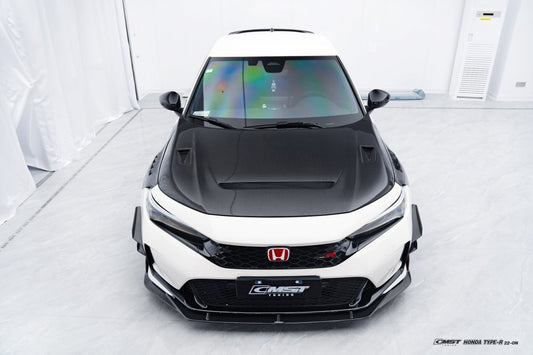 Honda Civic Type-R FL5 2023-ON with Aftermarket Parts - Pre-preg Carbon Fiber/FRP Front Lip Splitter from CMST Tuning