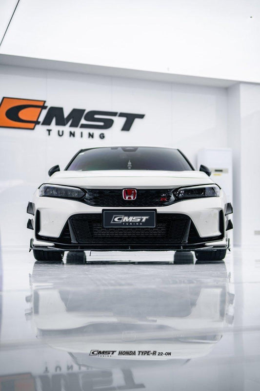 Honda Civic Type-R FL5 2023-ON with Aftermarket Parts - Pre-preg Carbon Fiber/FRP Front Lip Splitter from CMST Tuning