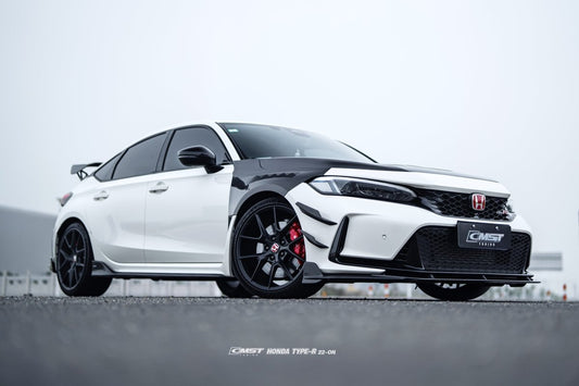 Honda Civic Type-R FL5 2023-ON with Aftermarket Parts - Pre-preg Carbon Fiber/FRP Front Lip Splitter from CMST Tuning