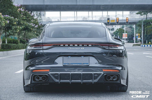 Porsche Panamera 971 971.1 RWD/Base/4/4S/GTS/Turbo/Turbo S 2017-2020 & Panamera 971 971.2 RWD/Base/4/4S/GTS/Turbo/Turbo S 2021-2023 with Aftermarket Parts - V2 Style Pre-preg Carbon & FRP Rear Diffuser from CMST Tuning