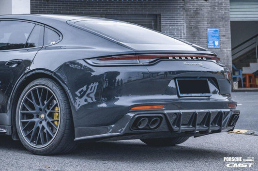 Porsche Panamera 971 971.1 RWD/Base/4/4S/GTS/Turbo/Turbo S 2017-2020 & Panamera 971 971.2 RWD/Base/4/4S/GTS/Turbo/Turbo S 2021-2023 with Aftermarket Parts - V2 Style Pre-preg Carbon & FRP Rear Diffuser from CMST Tuning