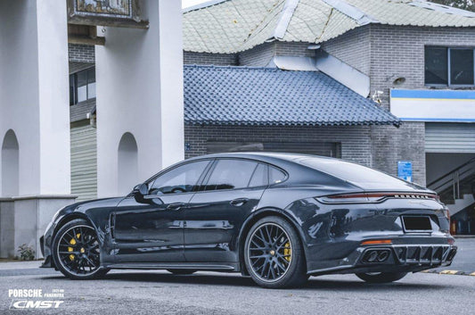 Porsche Panamera 971 971.1 RWD/Base/4/4S/GTS/Turbo/Turbo S 2017-2020 & Panamera 971 971.2 RWD/Base/4/4S/GTS/Turbo/Turbo S 2021-2023 with Aftermarket Parts - V2 Style Pre-preg Carbon & FRP Rear Diffuser from CMST Tuning