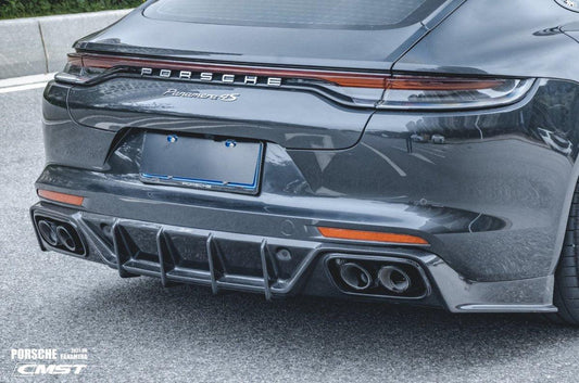 Porsche Panamera 971 971.1 RWD/Base/4/4S/GTS/Turbo/Turbo S 2017-2020 & Panamera 971 971.2 RWD/Base/4/4S/GTS/Turbo/Turbo S 2021-2023 with Aftermarket Parts - V2 Style Pre-preg Carbon & FRP Rear Diffuser from CMST Tuning