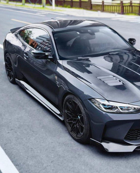 BMW M4/M4C G82/G83 2021-ON with Aftermarket Parts - Pre-preg Carbon Fiber & FRP Side Skirts from CMST Tuning