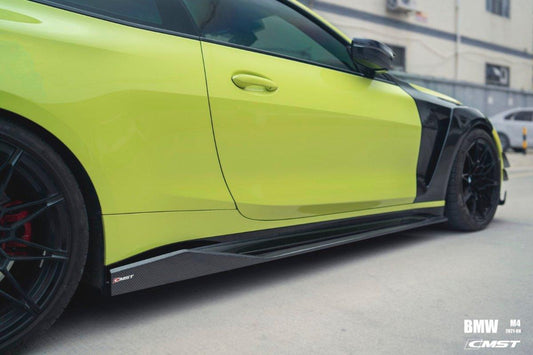 BMW M4/M4C G82/G83 2021-ON with Aftermarket Parts - Pre-preg Carbon Fiber & FRP Side Skirts from CMST Tuning
