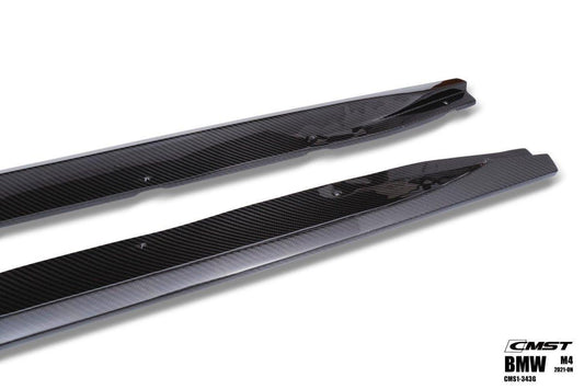 BMW M4/M4C G82/G83 2021-ON with Aftermarket Parts - Pre-preg Carbon Fiber & FRP Side Skirts from CMST Tuning