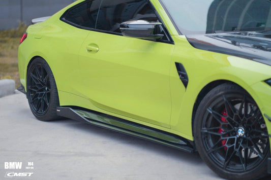 BMW M4/M4C G82/G83 2021-ON with Aftermarket Parts - Pre-preg Carbon Fiber & FRP Side Skirts from CMST Tuning