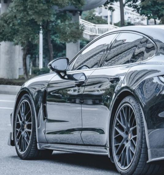 Porsche Panamera 971 971.1 RWD/Base/4/4S/GTS/Turbo/Turbo S 2017-2020 & Panamera 971 971.2 RWD/Base/4/4S/GTS/Turbo/Turbo S 2021-2023 with Aftermarket Parts - V2 Style Pre-preg Carbon & FRP Side Skirts from CMST Tuning
