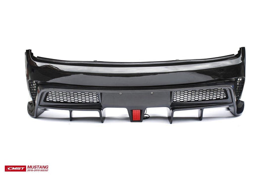 Ford Mustang GT 5.0 Mach1 Bullitt V6 3.6 Ecoboost 2.3 S550.1 S550.2 2015-2023 (exhaust exit relocation or CMST exhaust required) with Aftermarket Parts - Rear Bumper & Diffuser Carbon Fiber / FRP from CMST Tuning
