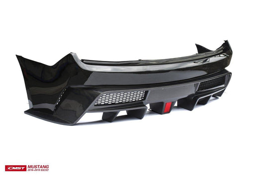 Ford Mustang GT 5.0 Mach1 Bullitt V6 3.6 Ecoboost 2.3 S550.1 S550.2 2015-2023 (exhaust exit relocation or CMST exhaust required) with Aftermarket Parts - Rear Bumper & Diffuser Carbon Fiber / FRP from CMST Tuning