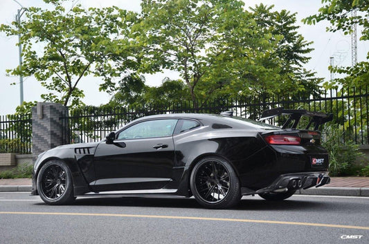 Chevrolet Camaro 6th Gen Z/28 2SS 1SS 3LT 2LT 1LT 2LS 1LS 2015-2024 & Camaro 6th Gen ZL1 2017-2024 (installation on ZL1 requires filling 6 small slits) with Aftermarket Parts - Quad Tips Style Rear Diffuser Carbon Fiber / FRP from CMST Tuning