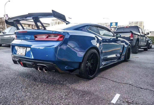 Chevrolet Camaro 6th Gen Z/28 2SS 1SS 3LT 2LT 1LT 2LS 1LS 2015-2024 & Camaro 6th Gen ZL1 2017-2024 (installation on ZL1 requires filling 6 small slits) with Aftermarket Parts - Quad Tips Style Rear Diffuser Carbon Fiber / FRP from CMST Tuning