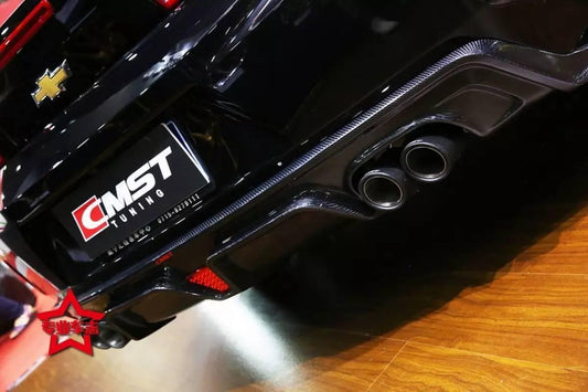 Chevrolet Camaro 6th Gen Z/28 2SS 1SS 3LT 2LT 1LT 2LS 1LS 2015-2024 & Camaro 6th Gen ZL1 2017-2024 (installation on ZL1 requires filling 6 small slits) with Aftermarket Parts - Quad Tips Style Rear Diffuser Carbon Fiber / FRP from CMST Tuning