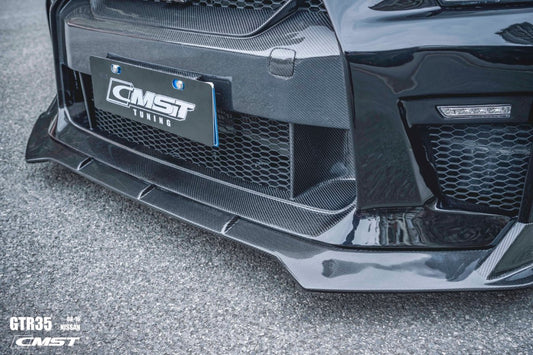 Nissan GTR Nismo Black Edition Track Eidtion Premium Base 2008-2016 (for installation on 2017-2024 vehicles, 2008-2016 hood is recommended) with Aftermarket Parts - Stage 2 Style Front Bumper & Lip (Undertray & DRL included) Carbon Fiber / FRP from CMST Tuning