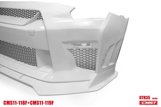 Nissan GTR Nismo Black Edition Track Eidtion Premium Base 2008-2016 (for installation on 2017-2024 vehicles, 2008-2016 hood is recommended) with Aftermarket Parts - Stage 2 Style Front Bumper & Lip (Undertray & DRL included) Carbon Fiber / FRP from CMST Tuning