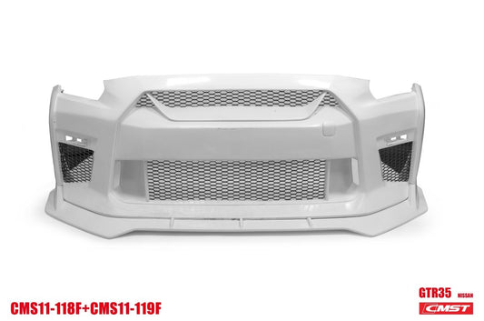 Nissan GTR Nismo Black Edition Track Eidtion Premium Base 2008-2016 (for installation on 2017-2024 vehicles, 2008-2016 hood is recommended) with Aftermarket Parts - Stage 2 Style Front Bumper & Lip (Undertray & DRL included) Carbon Fiber / FRP from CMST Tuning