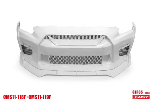 Nissan GTR Nismo Black Edition Track Eidtion Premium Base 2008-2016 (for installation on 2017-2024 vehicles, 2008-2016 hood is recommended) with Aftermarket Parts - Stage 2 Style Front Bumper & Lip (Undertray & DRL included) Carbon Fiber / FRP from CMST Tuning