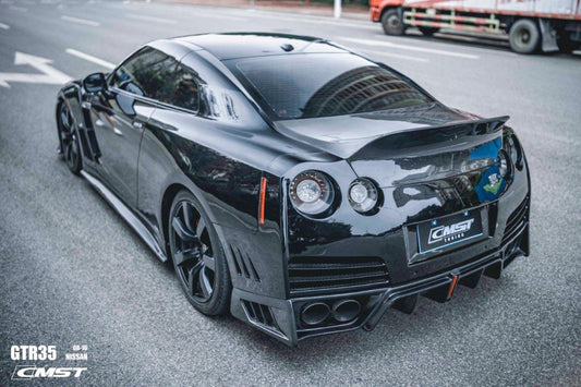 Nissan GTR Nismo T-Spec Black Edition Track Eidtion Premium Pure 2008-2023 with Aftermarket Parts - Stage 2 Style Rear Bumper & Diffuser Carbon Fiber / FRP from CMST Tuning