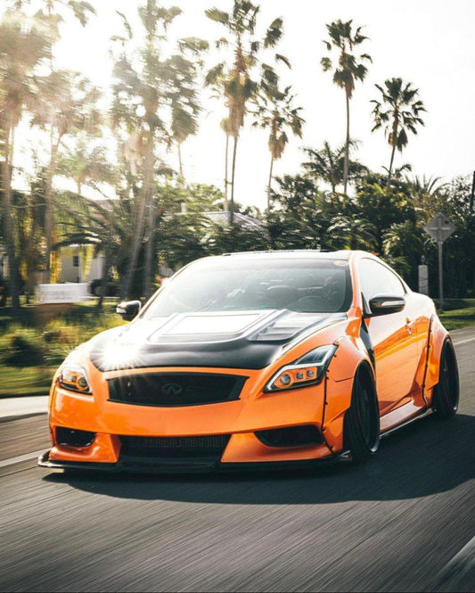 Infiniti G37 G37x IPL Anniversary Journey Sport X Base 2008 2009 2010 2011 2012 2013 & Q60 Journey Sport S Base 2014 2015 with Aftermarket Parts - Hood Bonnet Carbon Fiber / FRP from CMST Tuning