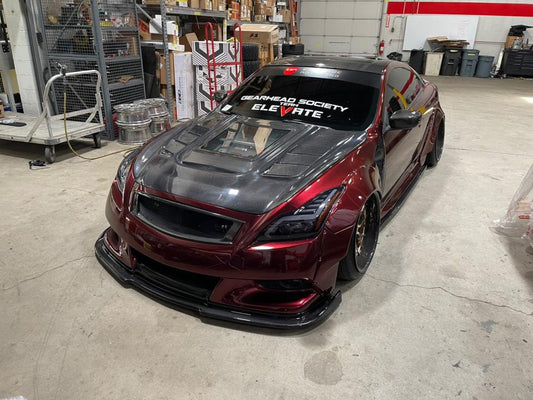 Infiniti G37 G37x IPL Anniversary Journey Sport X Base 2008 2009 2010 2011 2012 2013 & Q60 Journey Sport S Base 2014 2015 with Aftermarket Parts - Hood Bonnet Carbon Fiber / FRP from CMST Tuning