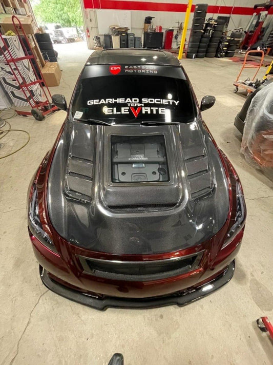 Infiniti G37 G37x IPL Anniversary Journey Sport X Base 2008 2009 2010 2011 2012 2013 & Q60 Journey Sport S Base 2014 2015 with Aftermarket Parts - Hood Bonnet Carbon Fiber / FRP from CMST Tuning